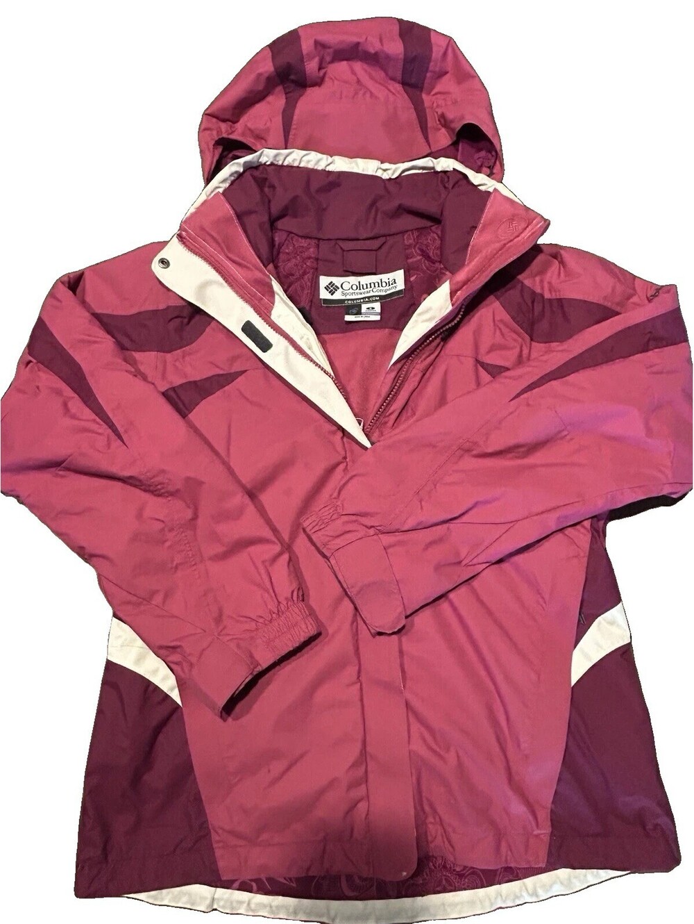 Columbia 3 in 1 Interchange Waterproof Breathable Hooded Jacket Pink Women S